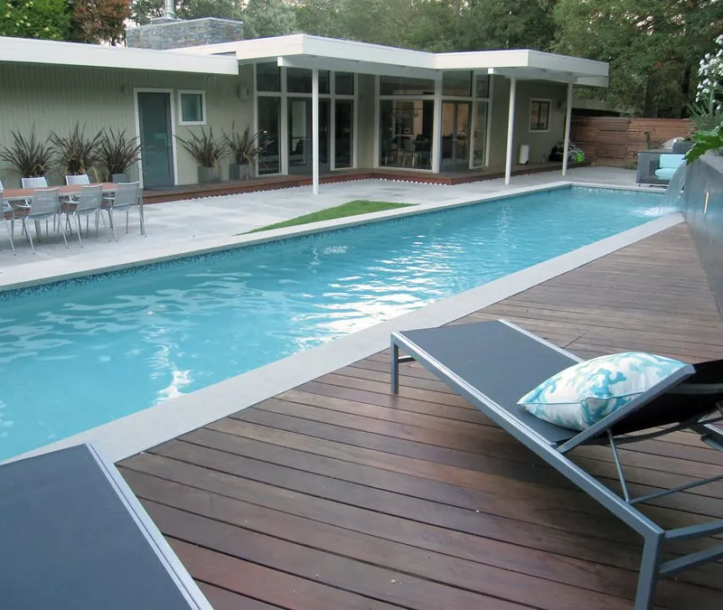 Various types of pool decking materials and designs